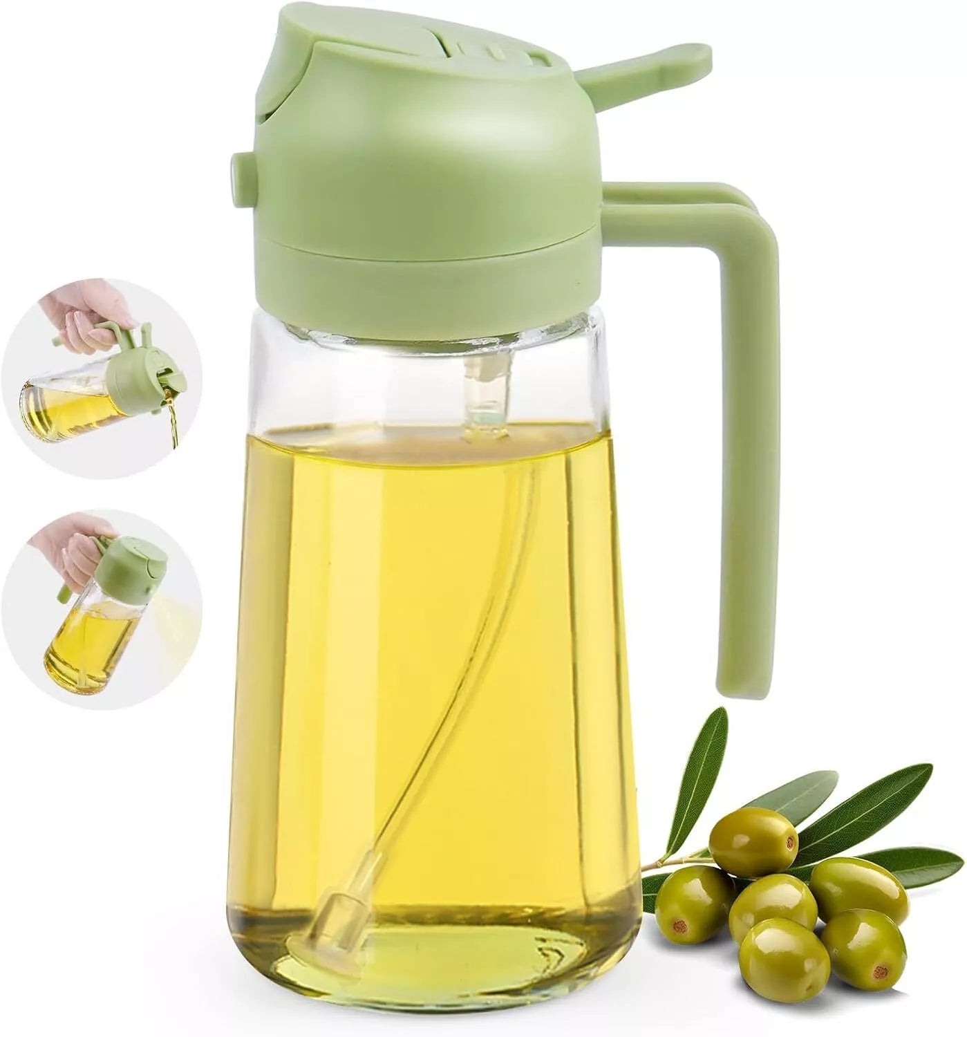 2-in-1 Oil Dispenser Bottle | Oil Sprayer and Dispenser | Healthy Cooking