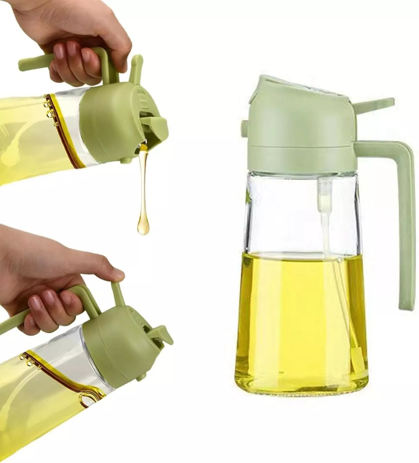 2-in-1 Oil Dispenser Bottle | Oil Sprayer and Dispenser | Healthy Cooking