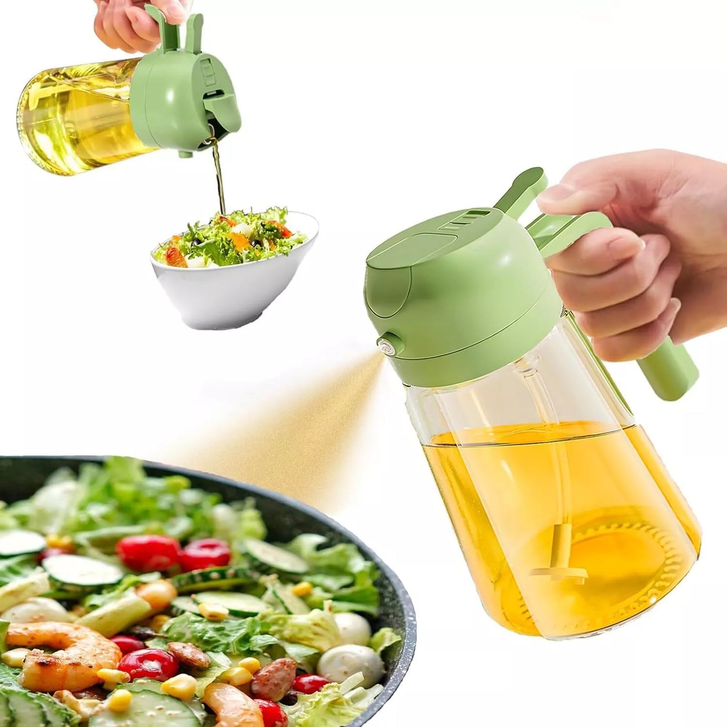 2-in-1 Oil Dispenser Bottle | Oil Sprayer and Dispenser | Healthy Cooking