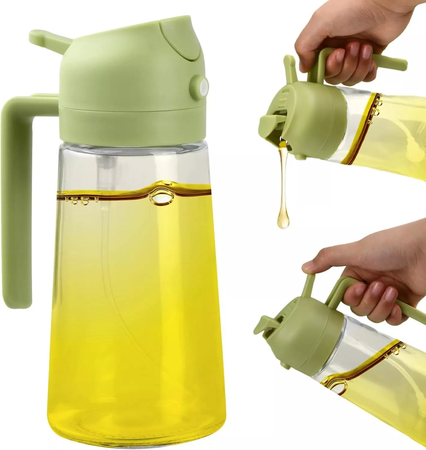 2-in-1 Oil Dispenser Bottle | Oil Sprayer and Dispenser | Healthy Cooking